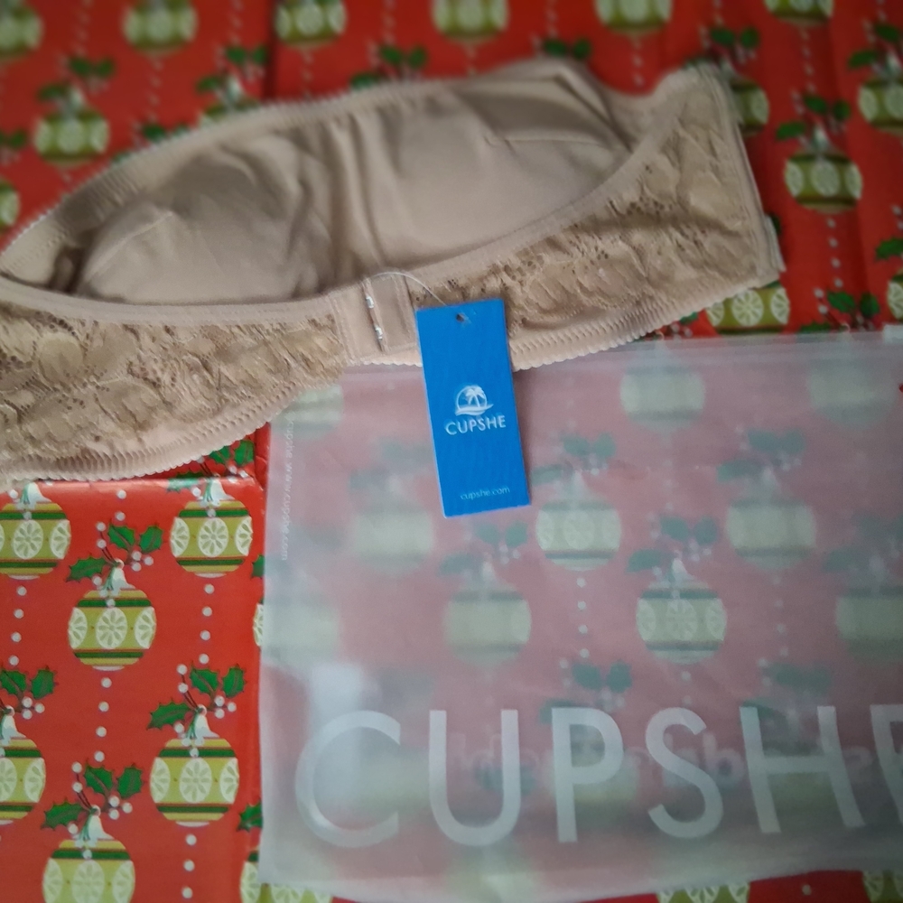 🔥MWT CUPSHE Women's NUDE Lace Bandeau Bra - Picture 5 of 10